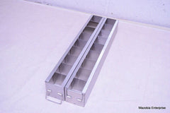 LOT OF 2 STAINLESS STEEL LAB CRYO STORAGE FREEZER RACK CRYOGENIC 20 x 3 x 3