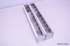 LOT OF 2 STAINLESS STEEL LAB CRYO STORAGE FREEZER RACK CRYOGENIC 20 x 3 x 3