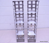 LOT OF 2 STAINLESS STEEL LAB CRYO STORAGE FREEZER RACK CRYOGENIC 5½ X 5⅜ x 26½