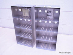 LOT OF 2 STAINLESS STEEL LAB CRYO STORAGE FREEZER RACK CRYOGENIC 9¼ X 5 x 20