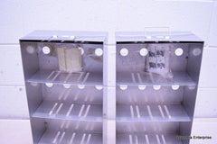 LOT OF 2 STAINLESS STEEL LAB CRYO STORAGE FREEZER RACK CRYOGENIC 9¼ X 5 x 20