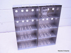 LOT OF 2 STAINLESS STEEL LAB CRYO STORAGE FREEZER RACK CRYOGENIC 9¼ X 5 x 20