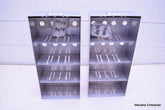 LOT OF 2 STAINLESS STEEL LAB CRYO STORAGE FREEZER RACK CRYOGENIC 9¼ X 5 x 22