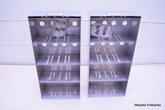 LOT OF 2 STAINLESS STEEL LAB CRYO STORAGE FREEZER RACK CRYOGENIC 9¼ X 5 x 22