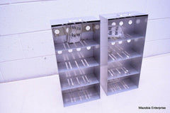 LOT OF 2 STAINLESS STEEL LAB CRYO STORAGE FREEZER RACK CRYOGENIC 9¼ X 5 x 22