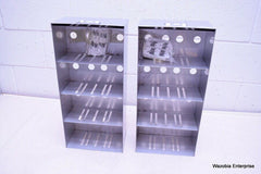 LOT OF 2 STAINLESS STEEL LAB CRYO STORAGE FREEZER RACK CRYOGENIC 9¼ X 5 x 22