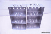 LOT OF 2 STAINLESS STEEL LAB CRYO STORAGE FREEZER RACK CRYOGENIC 9 ⅜x5 ¼ x16 ½