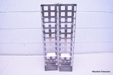 LOT OF 2 STAINLESS STEEL LAB CRYO STORAGE FREEZER RACK CRYOGENIC 5½ x 5½ x 26½