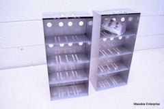LOT OF 2 STAINLESS STEEL LAB CRYO STORAGE FREEZER RACK CRYOGENIC 9¼ X 5 x 20