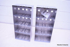 LOT OF 2 STAINLESS STEEL LAB CRYO STORAGE FREEZER RACK CRYOGENIC 9¼ X 5 x 20