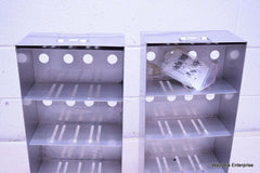LOT OF 2 STAINLESS STEEL LAB CRYO STORAGE FREEZER RACK CRYOGENIC 9¼ X 5 x 20