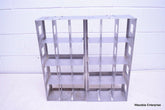 LOT OF 2 STAINLESS STEEL LAB CRYO STORAGE FREEZER RACK CRYOGENIC 10⅞ X 5½ x 22⅛