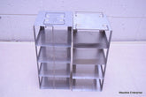 LOT OF 2 STAINLESS STEEL LAB CRYO STORAGE FREEZER RACK CRYOGENIC 5 ½ x 5 ½ x 13