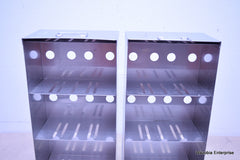2 STAINLESS STEEL LABORATORY CRYO STORAGE FREEZER RACK