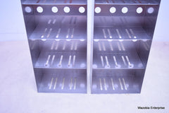 2 STAINLESS STEEL LABORATORY CRYO STORAGE FREEZER RACK