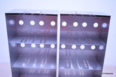 2 STAINLESS STEEL LABORATORY CRYO STORAGE FREEZER RACK