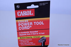 CAROL COILED POWER TOOL CORD 3FT-10FT 16 GAUGE 13 AMPS 06014-60-04