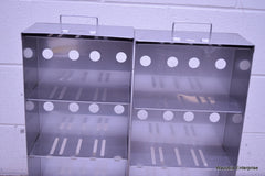 2 STAINLESS STEEL LABORATORY CRYO STORAGE FREEZER RACK