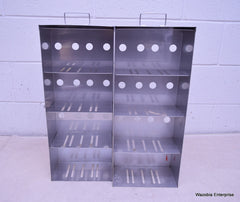2 STAINLESS STEEL LABORATORY CRYO STORAGE FREEZER RACK