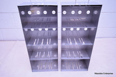 2 STAINLESS STEEL LABORATORY CRYO STORAGE FREEZER RACK