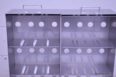 2 STAINLESS STEEL LABORATORY CRYO STORAGE FREEZER RACK