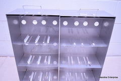 2 STAINLESS STEEL LABORATORY CRYO STORAGE FREEZER RACK