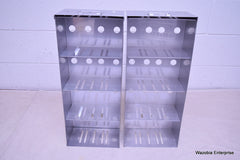 2 STAINLESS STEEL LABORATORY CRYO STORAGE FREEZER RACK