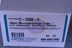 GENEMATE .65 ML MICROCENTRIFUGE TUBE LOW ADHENSION 500/PK C-3300-2