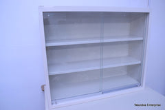 METAL LABORATORY MEDICAL STORAGE CABINET WITH GLASS DOORS 36" X 13" X 30"