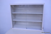 METAL LABORATORY MEDICAL STORAGE CABINET WITH GLASS DOORS 36" X 13" X 30"