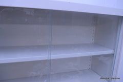 METAL LABORATORY MEDICAL STORAGE CABINET WITH GLASS DOORS 36" X 13" X 30"