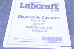 LABCRAFT DISPOSABLE CUVETTES POLYSTYRENE CMS 068-668 SQUARE 4.5 ML 100/PK