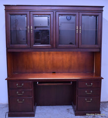 KIMBALL INTERNATIONAL OFFICE DESK AND GLASS CABINET