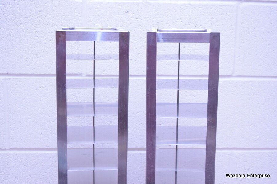 LOT OF 2 STAINLESS STEEL LAB CRYO STORAGE FREEZER RACK CRYOGENIC 5 ½ x5 ¾ x 28 ½