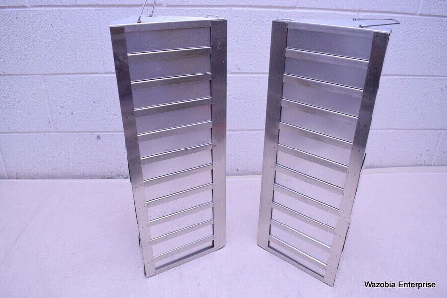 LOT OF 2 STAINLESS STEEL LAB CRYO STORAGE FREEZER RACK CRYOGENIC 8 ¼ x9⅛ x23¼