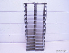 LOT OF 2 STAINLESS STEEL LAB CRYO STORAGE FREEZER RACK CRYOGENIC 5 ½ x 5 ½ x 28