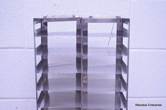 LOT OF 2 STAINLESS STEEL LAB CRYO STORAGE FREEZER RACK CRYOGENIC 5 ½ x 5 ½ x 28