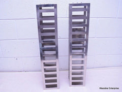 LOT OF 2 STAINLESS STEEL LAB CRYO STORAGE FREEZER RACK CRYOGENIC 5 ½ x 5 ½ x 28