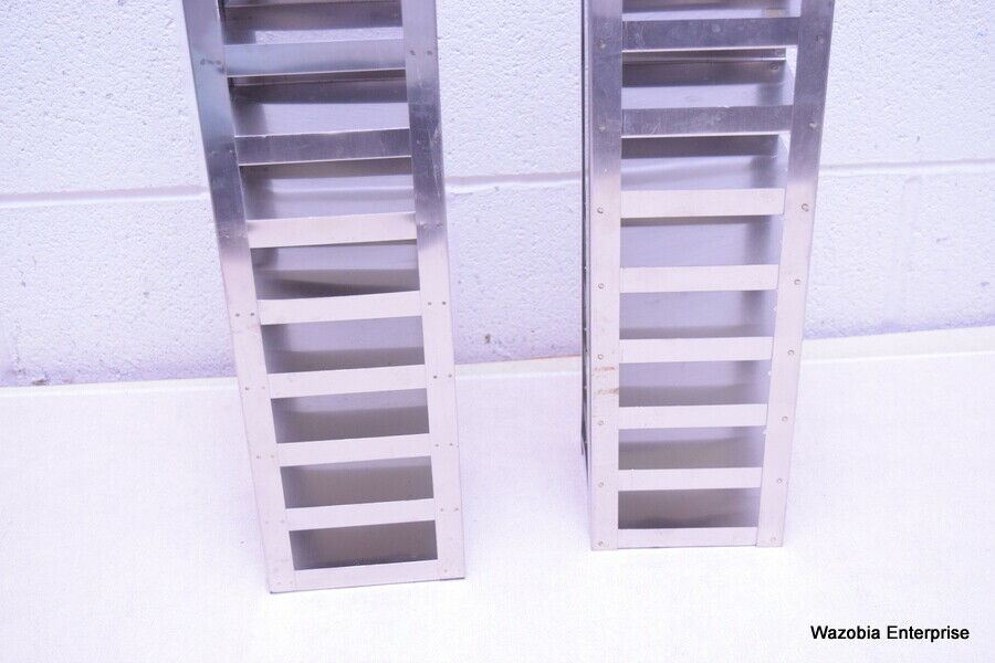 LOT OF 2 STAINLESS STEEL LAB CRYO STORAGE FREEZER RACK CRYOGENIC 5 ½ x 5 ½ x 28