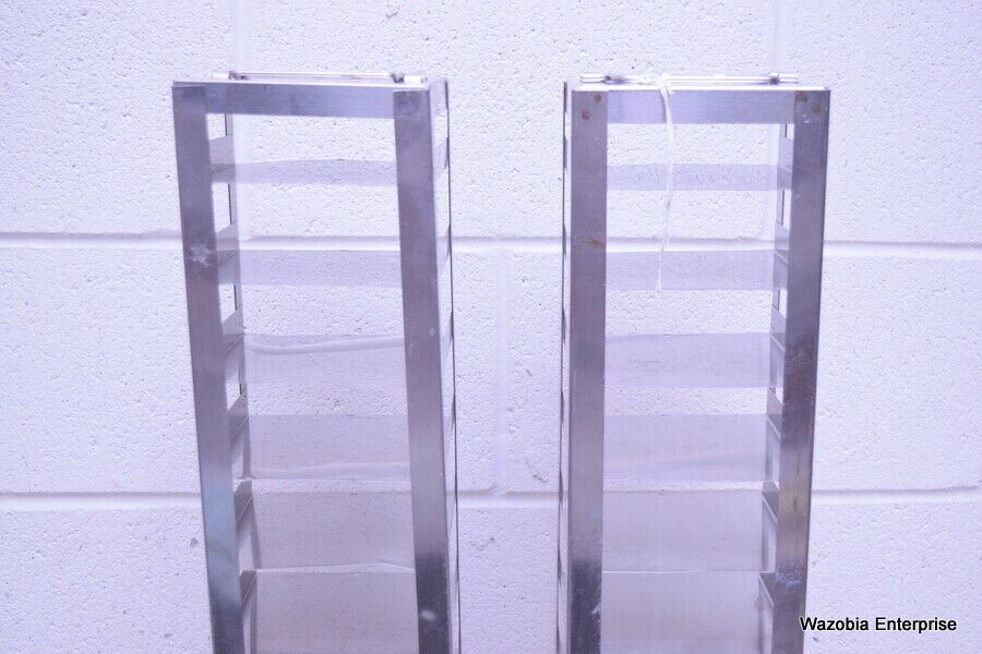 LOT OF 2 STAINLESS STEEL LAB CRYO STORAGE FREEZER RACK CRYOGENIC 5 ½ x 5 ½ x 28