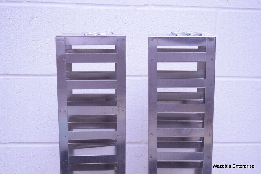 LOT OF 2 STAINLESS STEEL LAB CRYO STORAGE FREEZER RACK CRYOGENIC 5 ½ x 5 ½ x 28