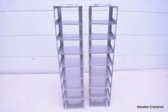 LOT OF 2 STAINLESS STEEL LAB CRYO STORAGE FREEZER RACK CRYOGENIC 5½ X 5½  x 25¾