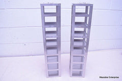 LOT OF 2 STAINLESS STEEL LAB CRYO STORAGE FREEZER RACK CRYOGENIC 5½ X 5½  x 25¾
