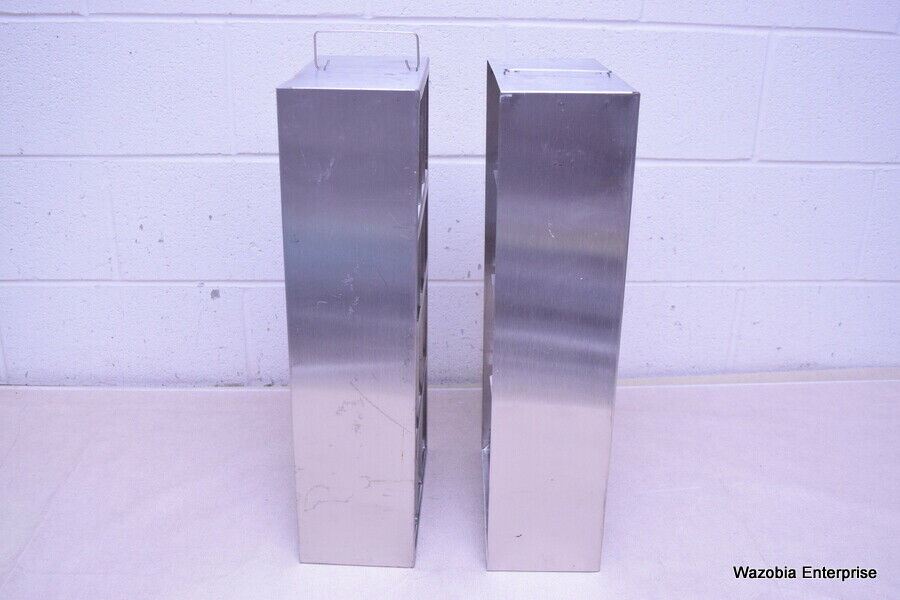 LOT OF 2 STAINLESS STEEL LAB CRYO STORAGE FREEZER RACK CRYOGENIC 11 X 5½ x  22¼