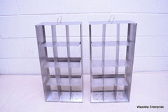 LOT OF 2 STAINLESS STEEL LAB CRYO STORAGE FREEZER RACK CRYOGENIC 11 X 5½ x  22¼