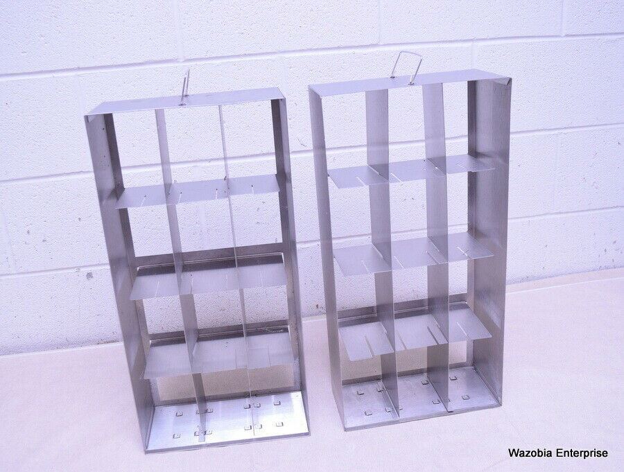 LOT OF 2 STAINLESS STEEL LAB CRYO STORAGE FREEZER RACK CRYOGENIC 11 X 5½ x  22¼