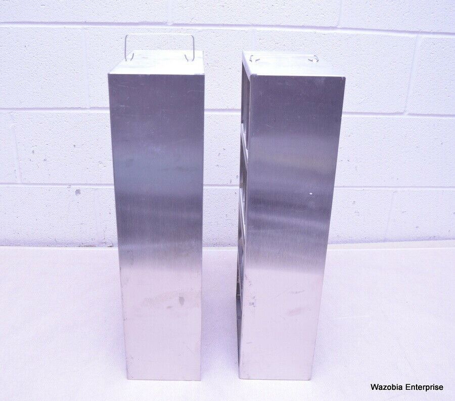 LOT OF 2 STAINLESS STEEL LAB CRYO STORAGE FREEZER RACK CRYOGENIC 11 X 5½ x  22¼