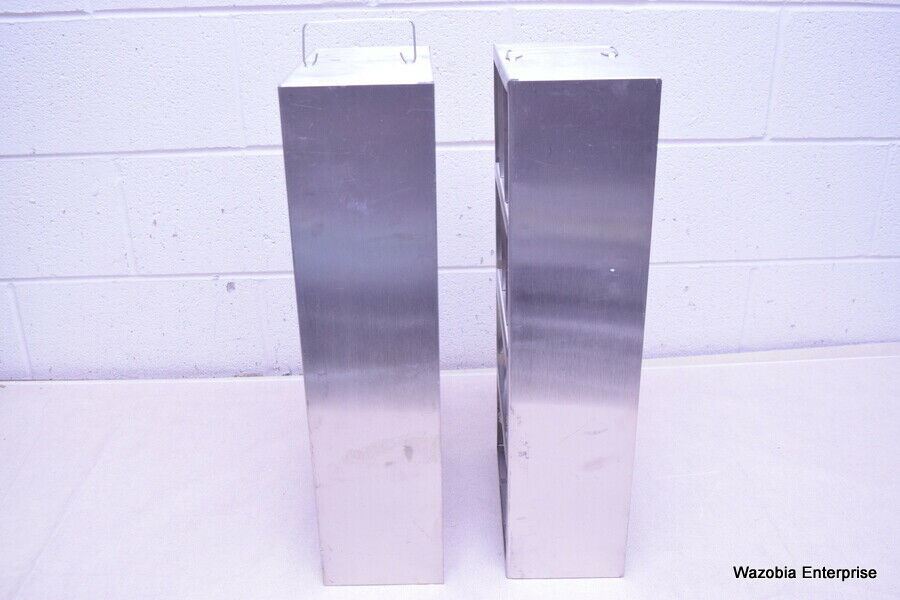 LOT OF 2 STAINLESS STEEL LAB CRYO STORAGE FREEZER RACK CRYOGENIC 11 X 5½ x  22¼