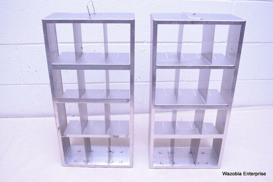 LOT OF 2 STAINLESS STEEL LAB CRYO STORAGE FREEZER RACK CRYOGENIC 11 X 5½ x  22¼