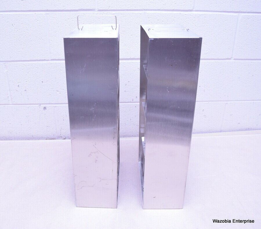 LOT OF 2 STAINLESS STEEL LAB CRYO STORAGE FREEZER RACK CRYOGENIC 11 X 5½ x  22¼